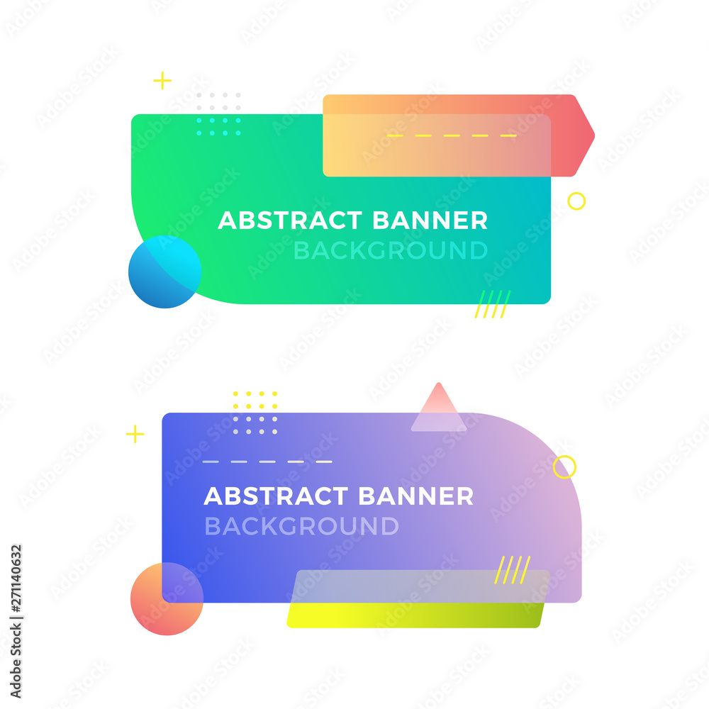 Aufkleber abstract geometric vector banners in modern memphis design style. different shapes with vivid gradie