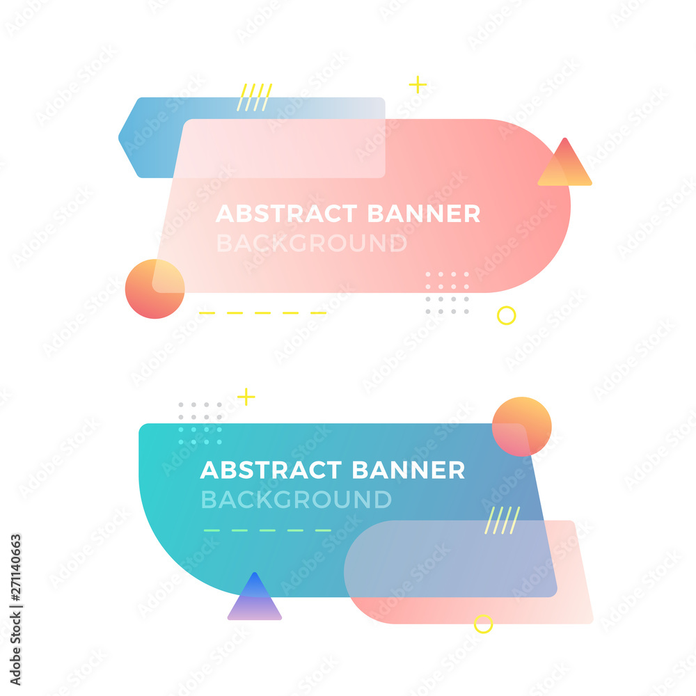 Aufkleber abstract geometric vector banners in modern memphis design style. different shapes with vivid gradie