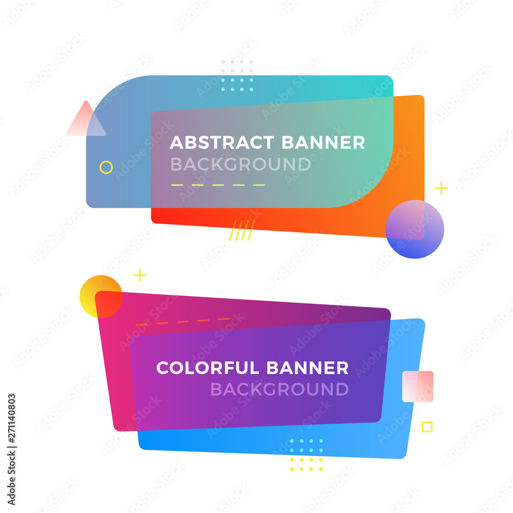 Aufkleber abstract geometric vector banners in modern memphis design style. different shapes with vivid gradie
