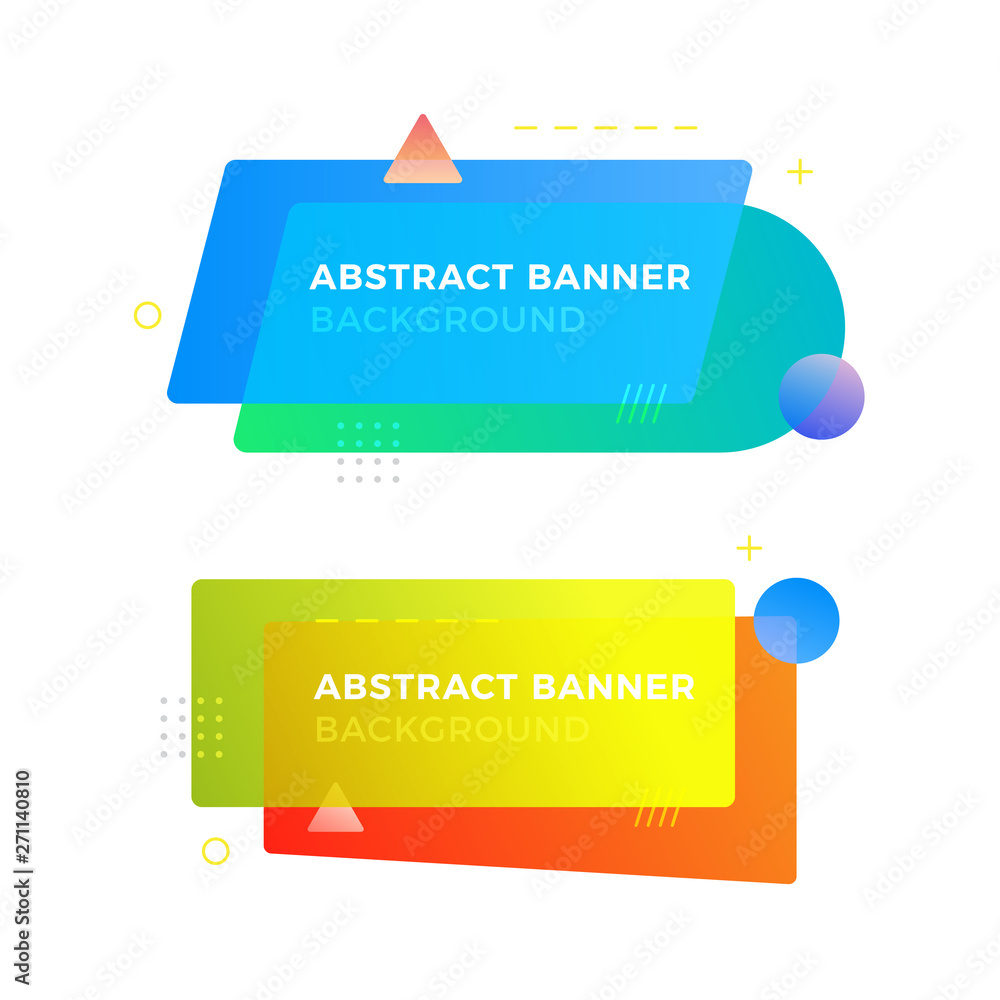 Aufkleber abstract geometric vector banners in modern memphis design style. different shapes with vivid gradie