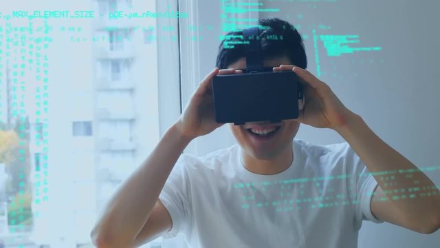 Man wearing virtual goggles