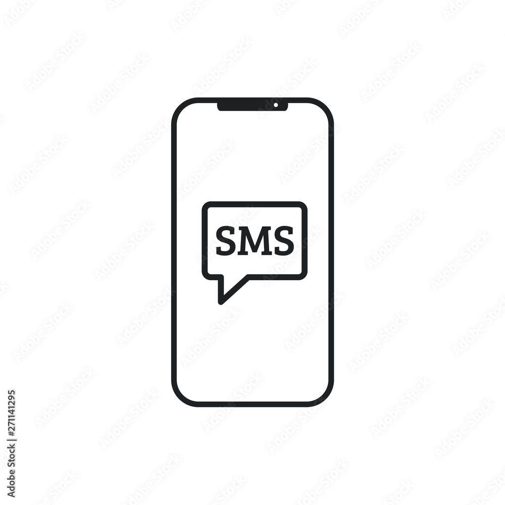 Poster Mobile Message Icon in trendy flat style isolated on white background. Sms symbol for your web site design Vector illustration