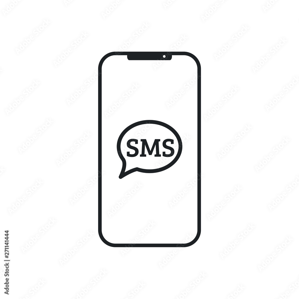 Poster Mobile Message Icon in trendy flat style isolated on white background. Sms symbol for your web site design Vector illustration