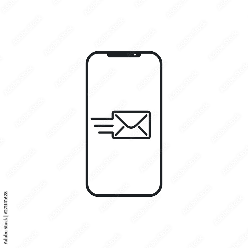 Poster mobile message icon in trendy flat style isolated on white background. sms symbol for your web site 