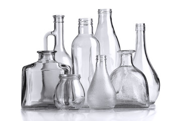 Empty bottles isolated on white background 