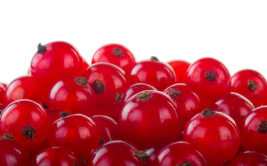 heap of fresh red currants isolated on white background