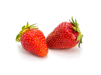 Photo of red strawberry isolated on white background