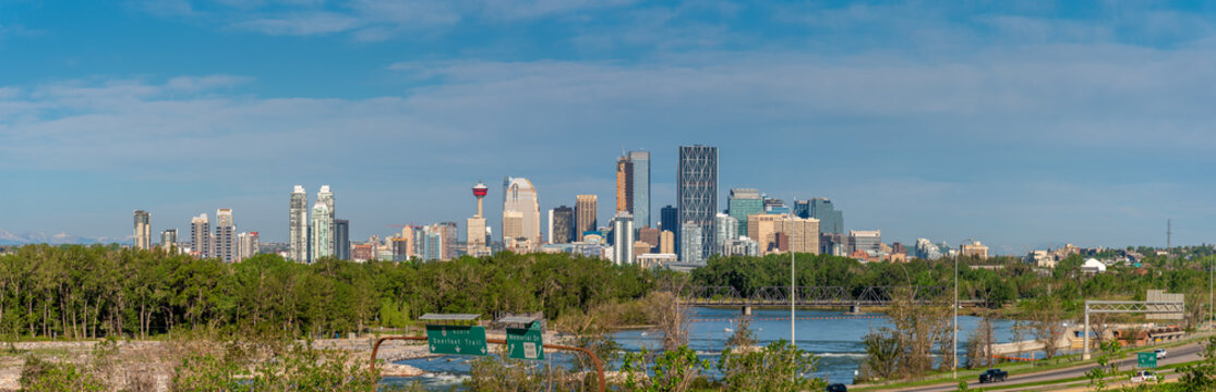 Calgary's skyline on a sunny day. 