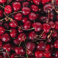 heap of fresh red cherry background