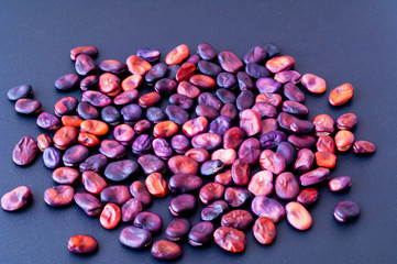 Food background of purple beans. Healthy eating concept. 