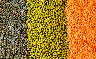 Food background from cereals and legumes. Healthy eating concept. 