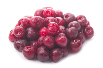 heap of red cherry isolated on white background