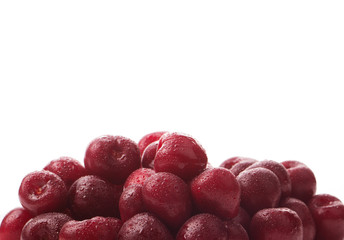 heap of red cherry isolated on white background