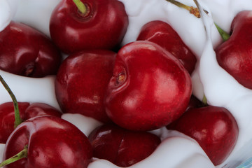 heap of cherry in cream