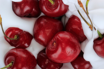 heap of cherry in cream