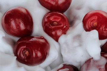 heap of cherry in cream