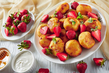 cottage cheese pancake on a white plate