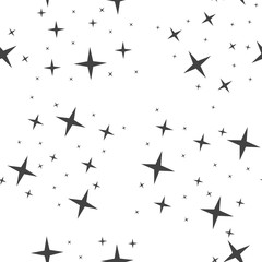 Vector icon of the star, starry sky, shine of purity seamless pattern on a white background.