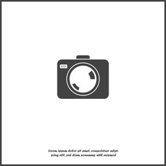 Vector illustration of a digital camera. Retro camera icon on white isolated background.  Layers grouped for easy editing illustration. For your design.