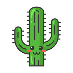 Saguaro cute kawaii vector character