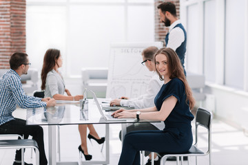 business team is discussing a new marketing project.