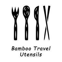 Bamboo travel utensils glyph icon
