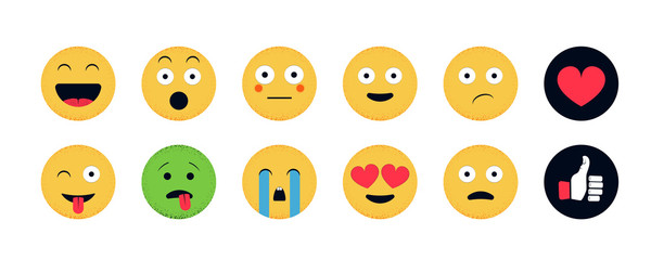 Obraz premium Emoji set. Funny emoticon isolated on a white background. Vector illustration