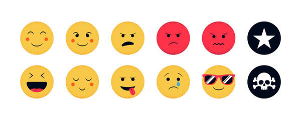 Fototapeta premium Emoji set. Funny emoticon isolated on a white background. Vector illustration