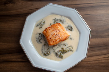 salmon and sorrel sauce french cuisine
