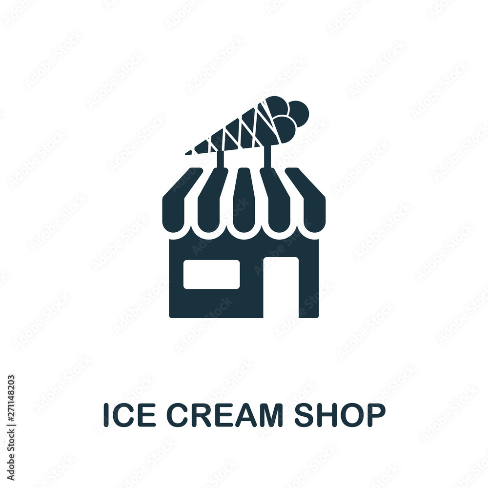 Poster ice cream shop icon. creative element design from icons collection. pixel perfect ice cream shop ico