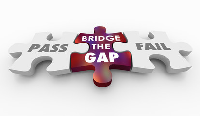 Pass Vs Fail Bridge Gap Puzzle Pieces Words 3d Illustration