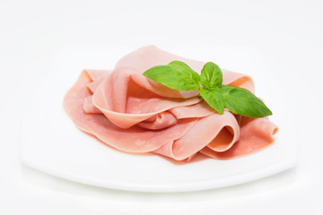 fresh cooked ham in slices