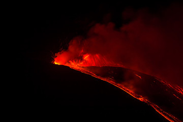 Very close volcano eruption in Sicily