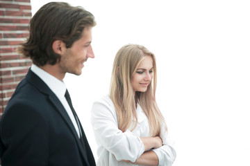 closeup.employees standing in a modern office. photo with place for text
