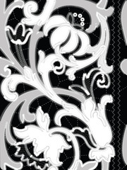 White Richelieu embroidery patterns on the black background as seamless pattern