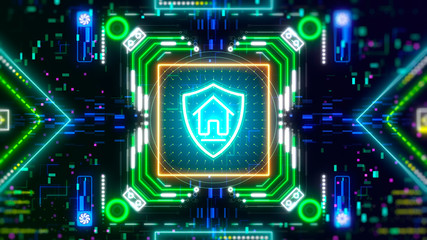 Fototapeta premium Cryptocurrency, blockchain, internet safety symbol on digital background.