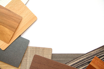 Background or concept of multi-colored cards in gray and brown tones and different textures isolate on a white background