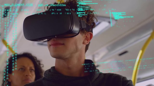 Man wearing virtual goggles