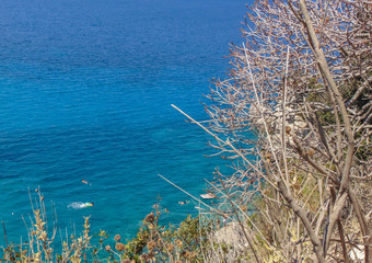 Rocky shores of Ksamil beaches.