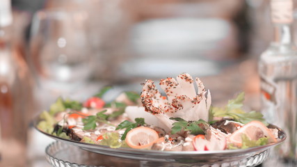 close up.the dish at the restaurant on blurred background