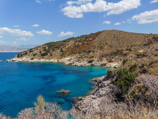 Rocky shores of Ksamil beaches.