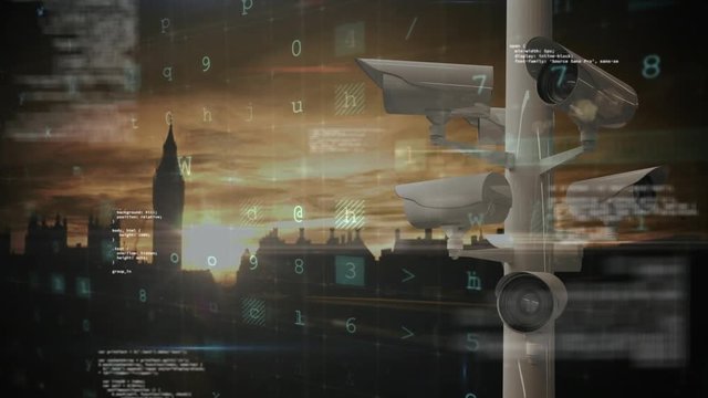 Surveillance cameras in a city