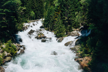 confluence of two rivers. Dombay, Karachay-Cherkess Republic
