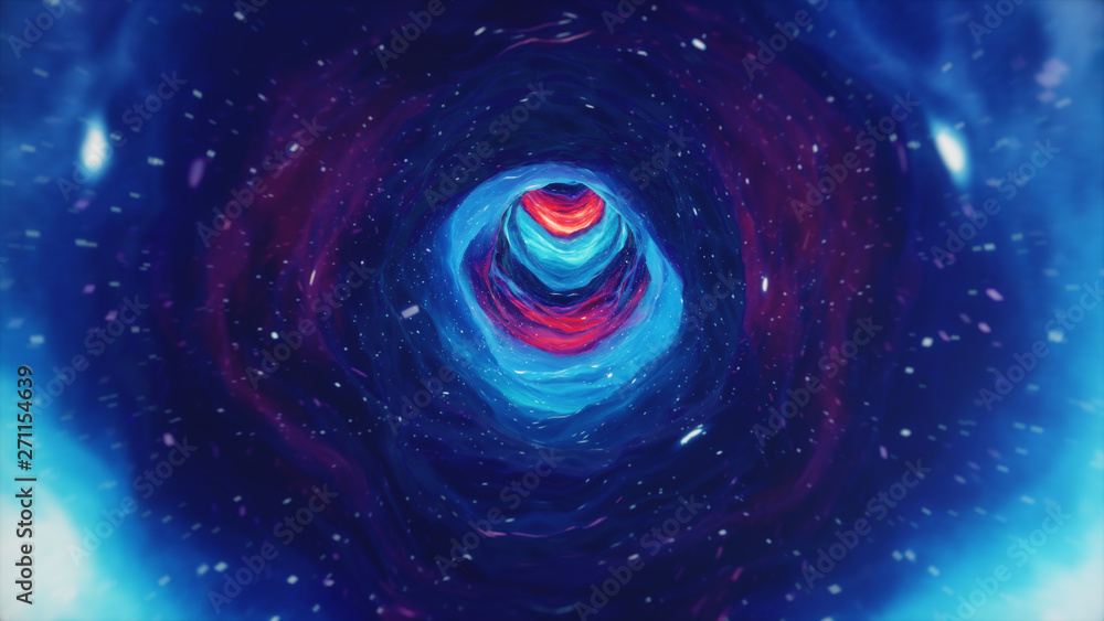 Poster 3d illustration tunnel or wormhole, tunnel that can connect one universe with another. abstract spee