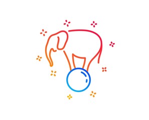 Elephant on ball line icon
