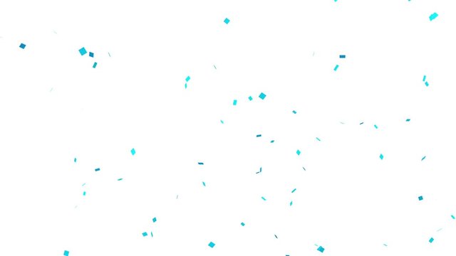 A blue balloon appears on the white background below and explodes. Confetti fly away. Alpha channel