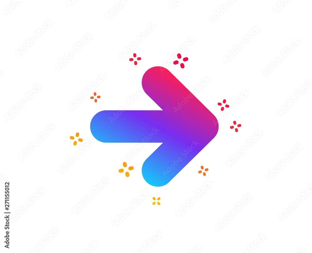 Poster next arrow icon. forward arrowhead symbol. navigation pointer sign. dynamic shapes. gradient design 