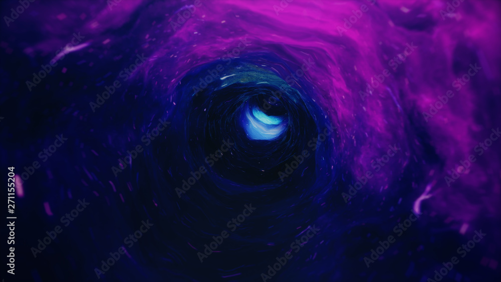 Aufkleber 3d illustration tunnel or wormhole, tunnel that can connect one universe with another. abstract spee