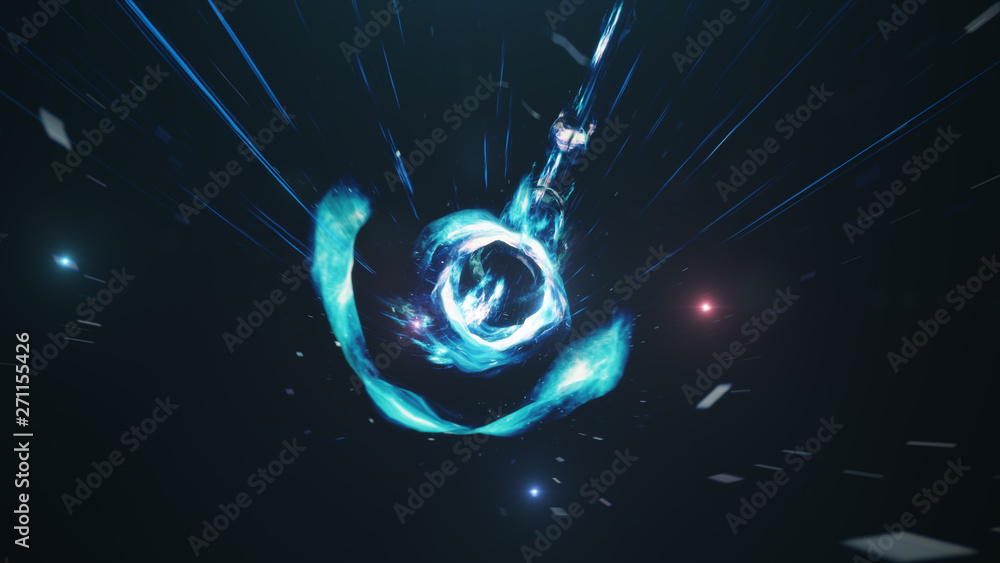 Aufkleber 3d illustration tunnel or wormhole, tunnel that can connect one universe with another. abstract spee