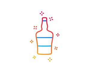 Scotch bottle line icon. Brandy alcohol sign. Gradient design elements. Linear scotch bottle icon. Random shapes. Vector